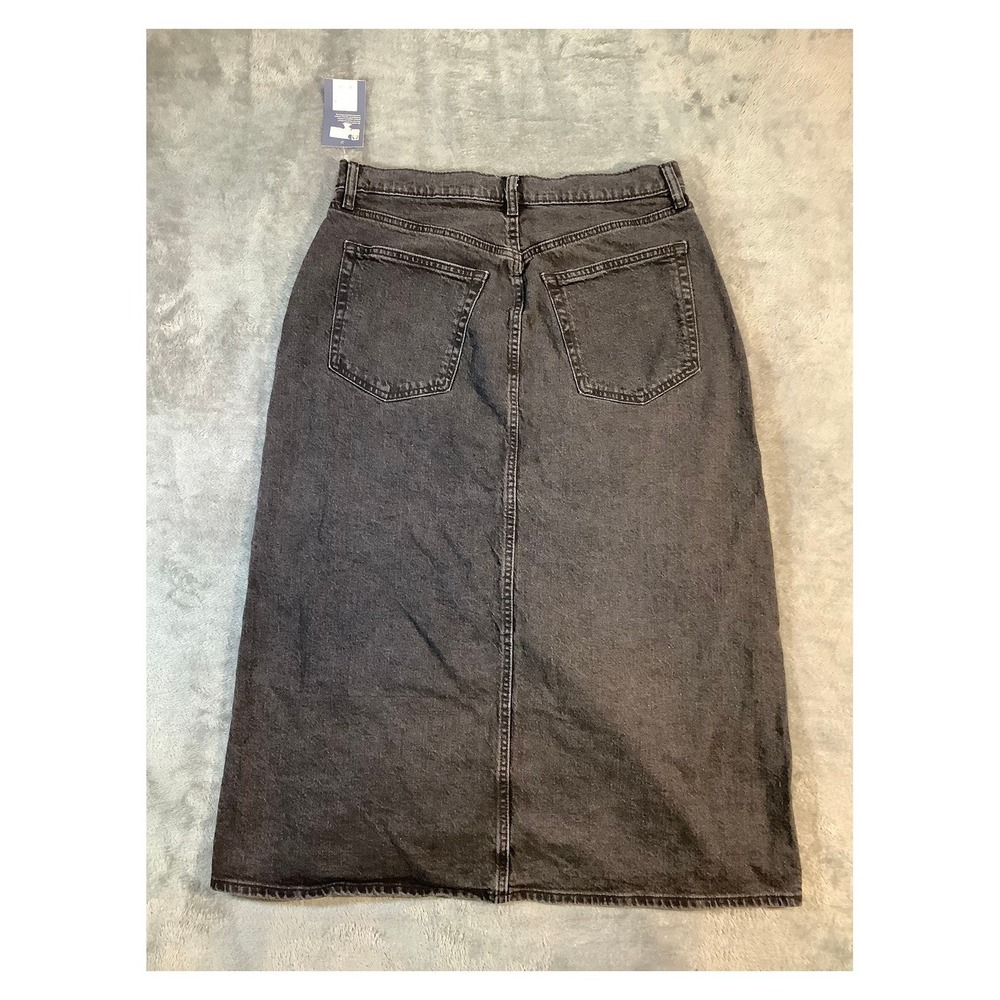 Universal Thread Black Denim Button Front Midi Skirt Women's Size 10 NWT High Ri - Picture 5 of 6